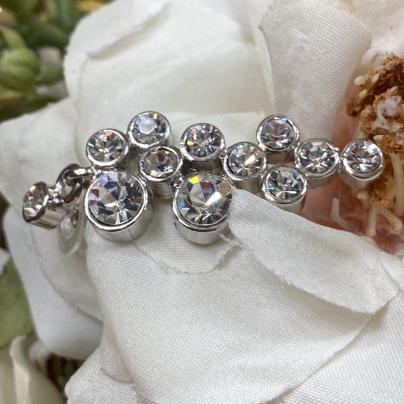 Rhinestone pierced earrings Sparkly! Date night, wedding/1 3/4” EUC - Picture 3 of 5